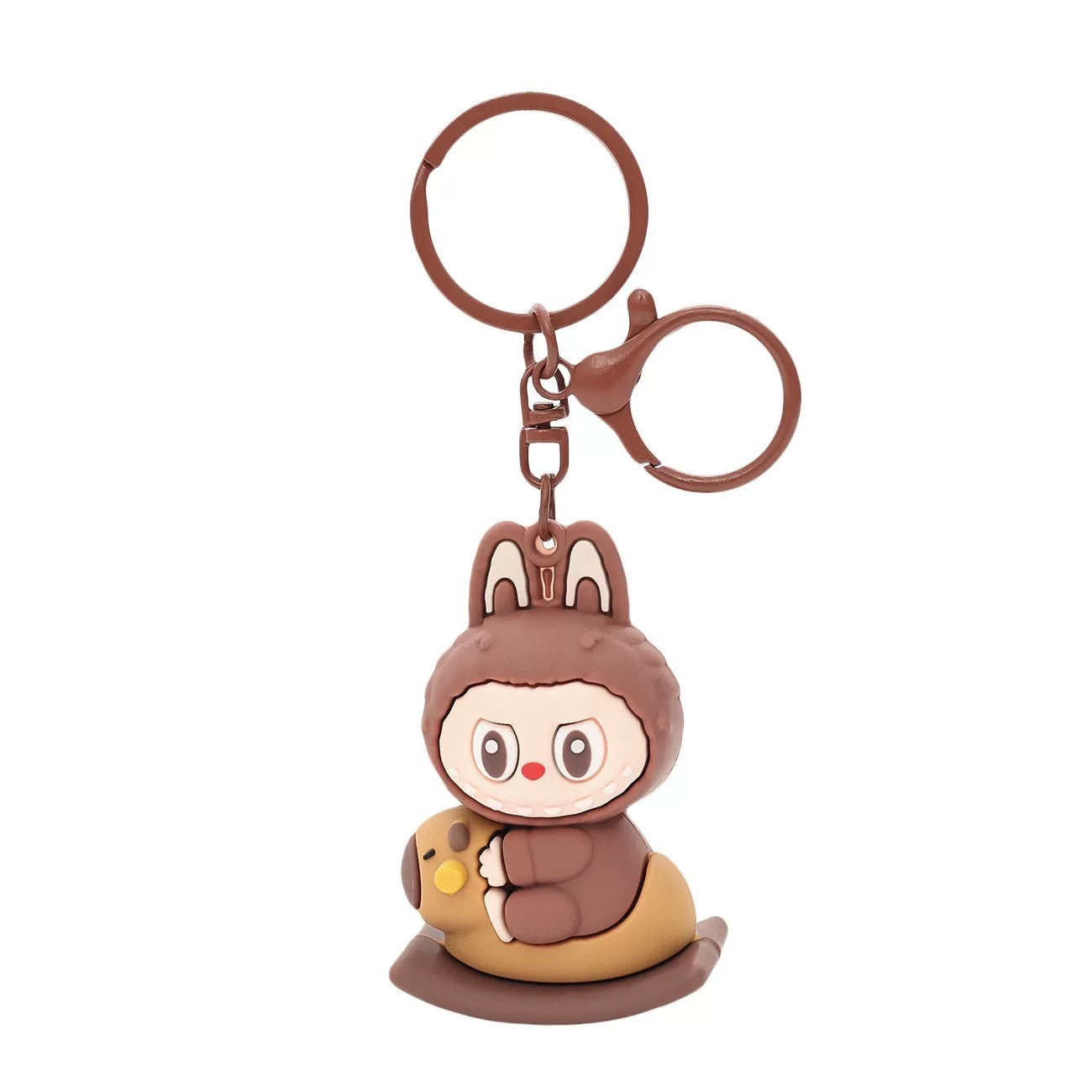 Labubu Keychain – Brown Bunny Riding Snail Silicone Charm